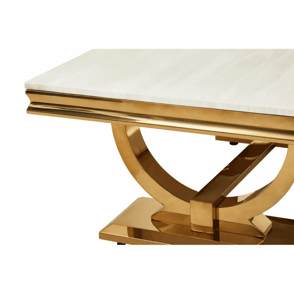 Elara Ivory White Marble Coffee Table