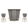 Westend Bar And Grey Velvet Stools Set