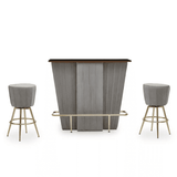 Westend Bar And Grey Velvet Stools Set