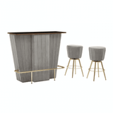 Westend Bar And Grey Velvet Stools Set
