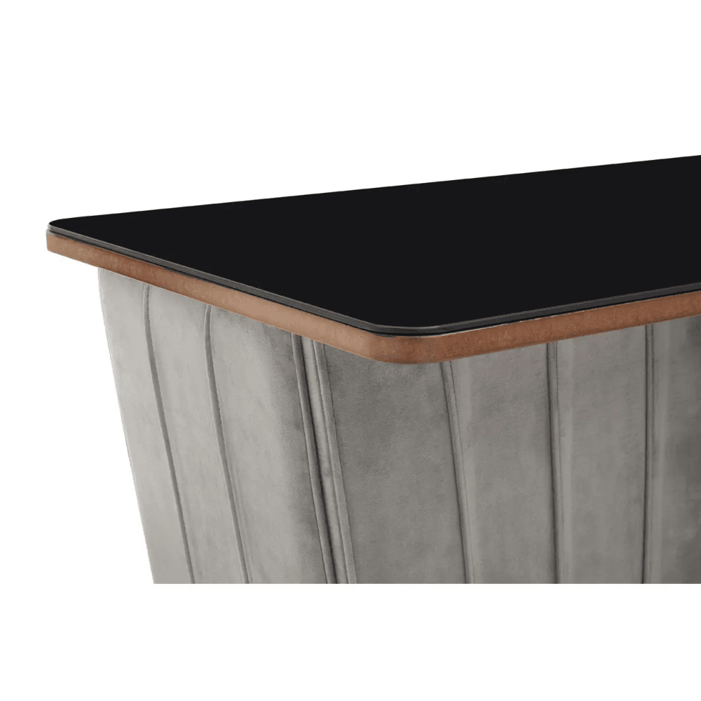Westend Bar And Grey Velvet Stools Set