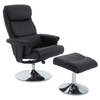 Danbury Black Leather Chair And Footstool