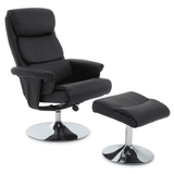 Danbury Black Leather Chair And Footstool