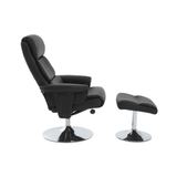 Danbury Black Leather Chair And Footstool