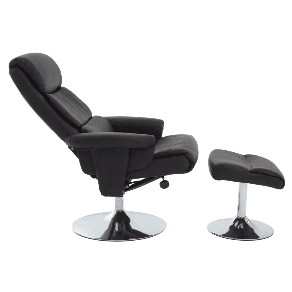 Danbury Black Leather Chair And Footstool