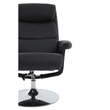 Danbury Black Leather Chair And Footstool