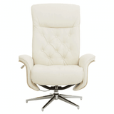 Linwood Ivory Leather Effect Recliner And Footstool