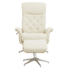 Linwood Ivory Leather Effect Recliner And Footstool