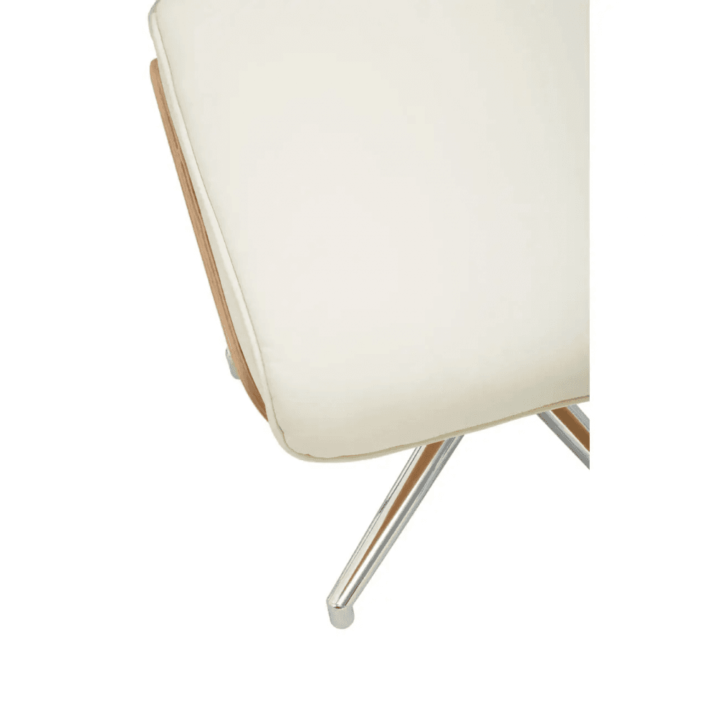 Linwood Ivory Leather Effect Recliner And Footstool