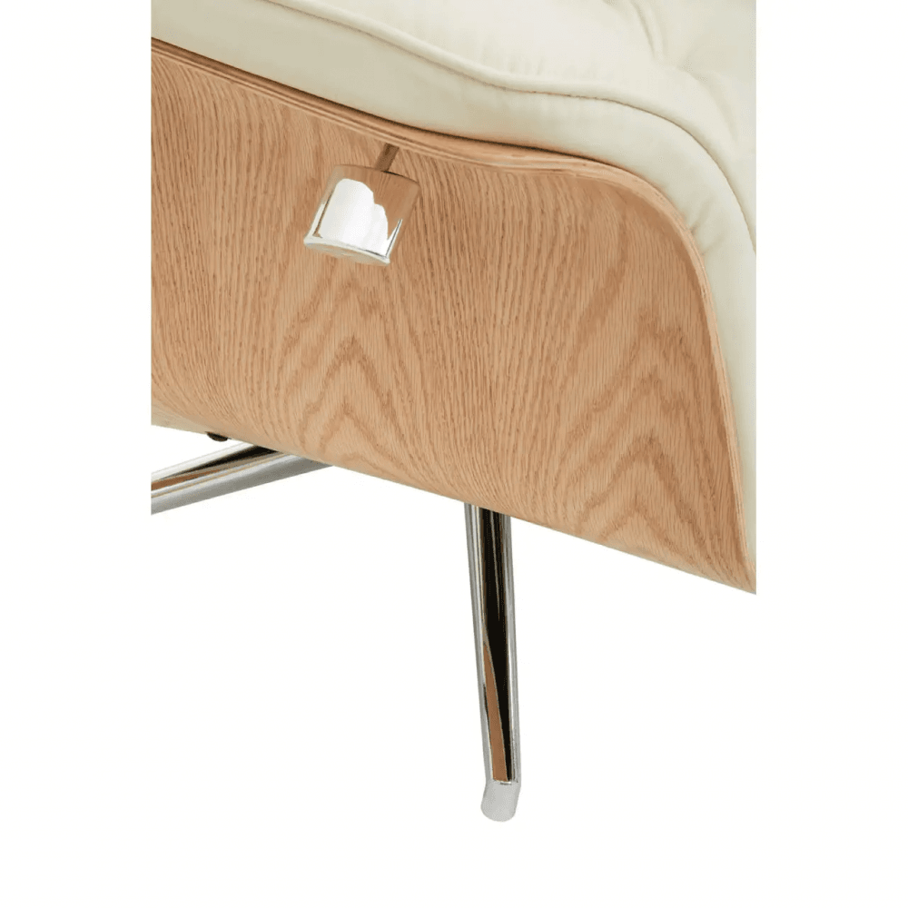 Linwood Ivory Leather Effect Recliner And Footstool