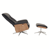 Linwood Black Leather Effect Recliner And Footstool