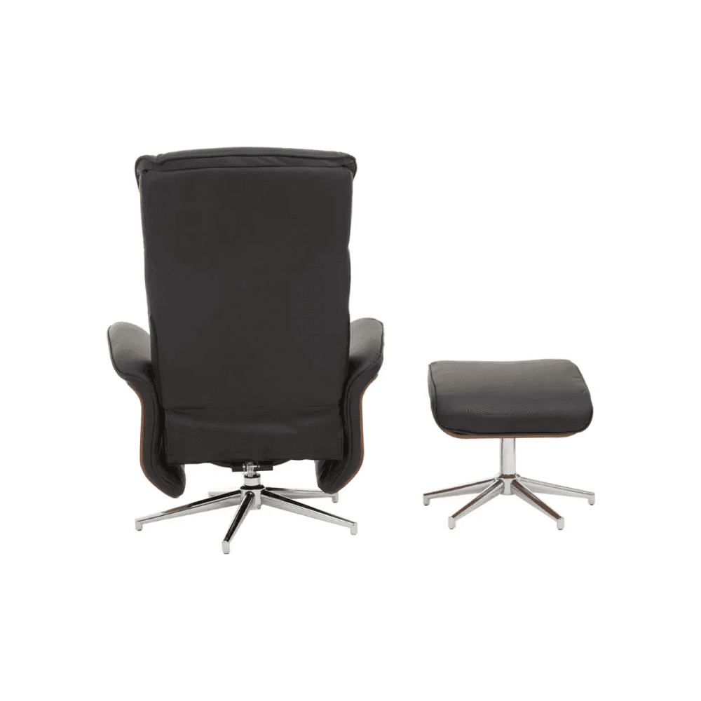 Linwood Black Leather Effect Recliner And Footstool