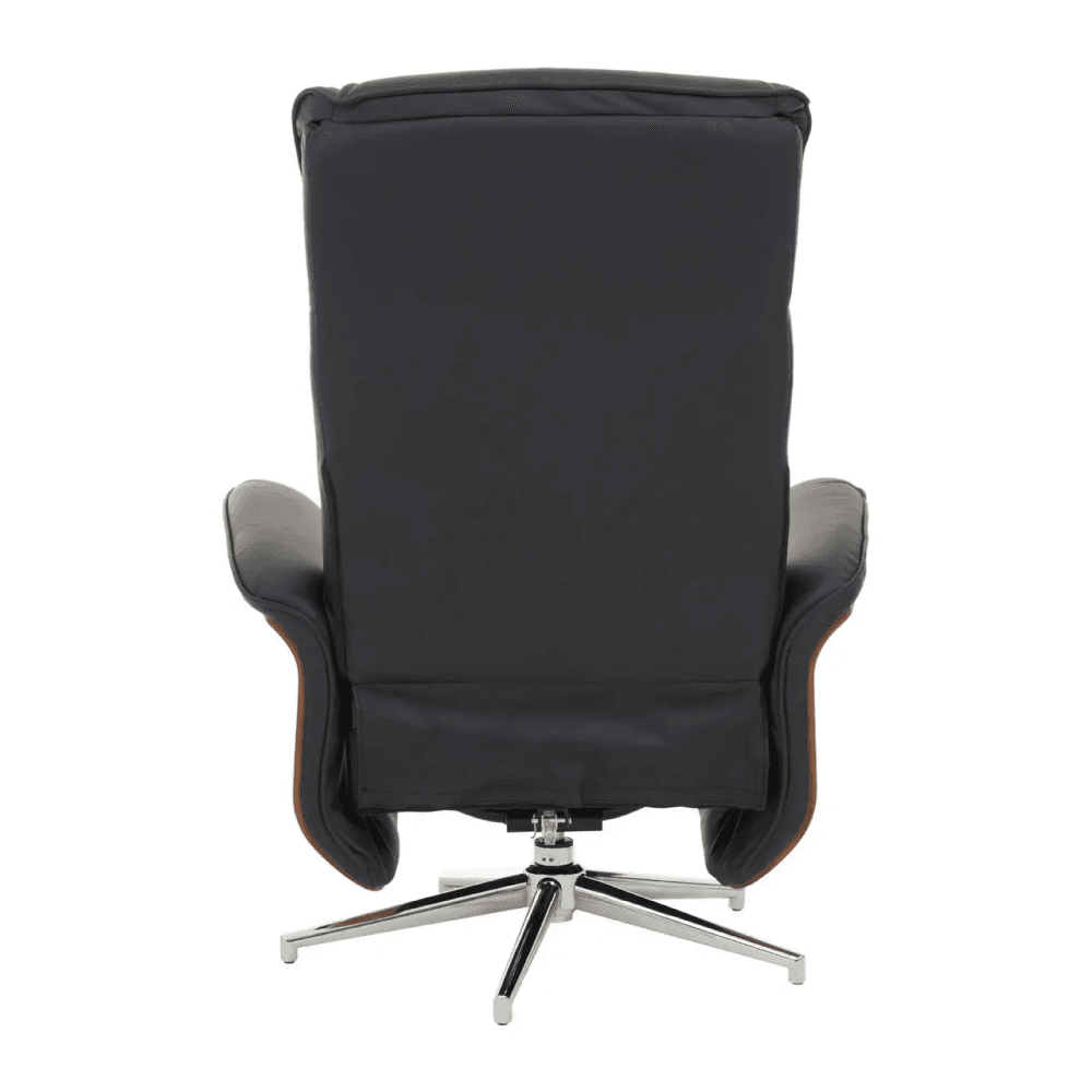 Linwood Black Leather Effect Recliner And Footstool