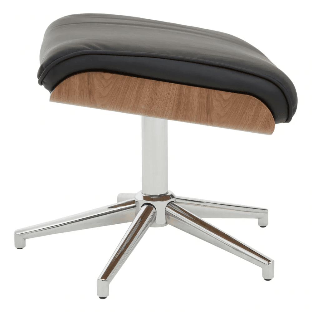 Linwood Black Leather Effect Recliner And Footstool