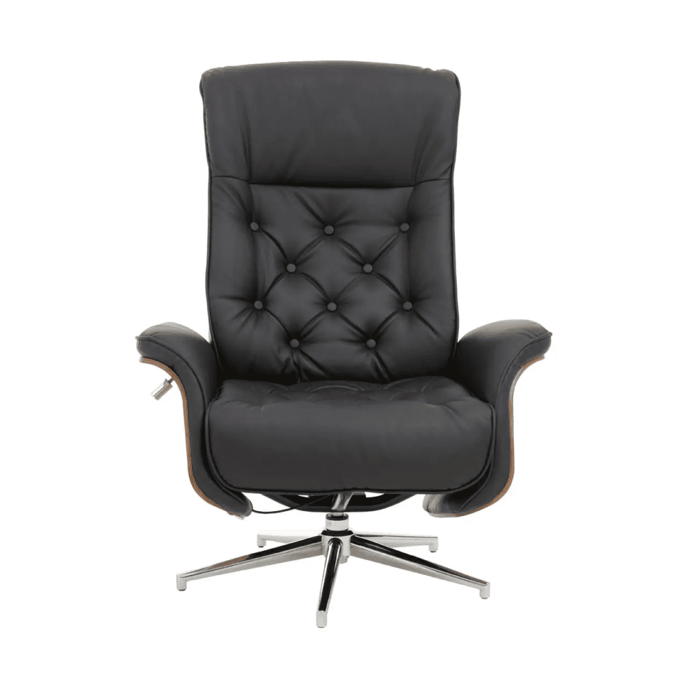 Linwood Black Leather Effect Recliner And Footstool