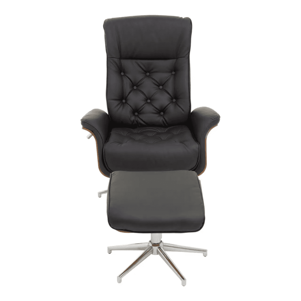 Linwood Black Leather Effect Recliner And Footstool