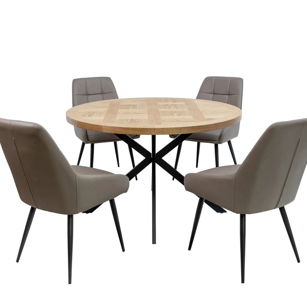 1.2m Round Medium Oak Veneer Dining Table - Stylish & Modern Design