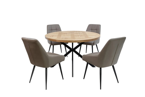 1.2m Round Medium Oak Veneer Dining Table - Stylish & Modern Design