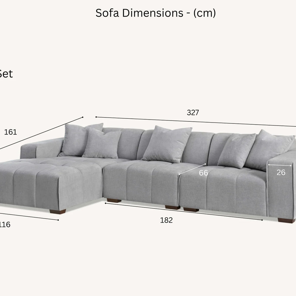 Aluxo Leonard Left Hand Corner Group in Cloudy Grey Boucle