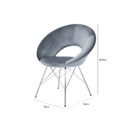 Orb Dining Chair Grey Velvet