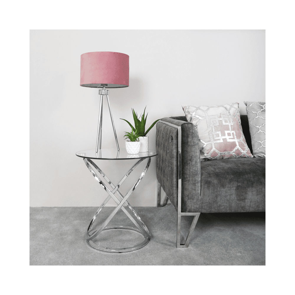 Rizzo Chrome End Table Glass Top - DSP KD