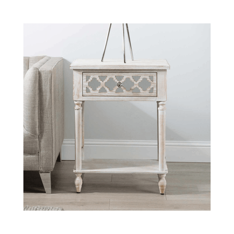 Hampton Beach 1 Drawer End Table Washed Ash And Mirror - DSP