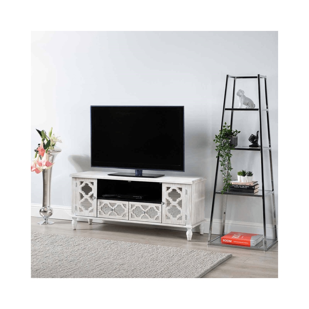 Hampton Beach Entertainment Unit Washed Ash And Mirror