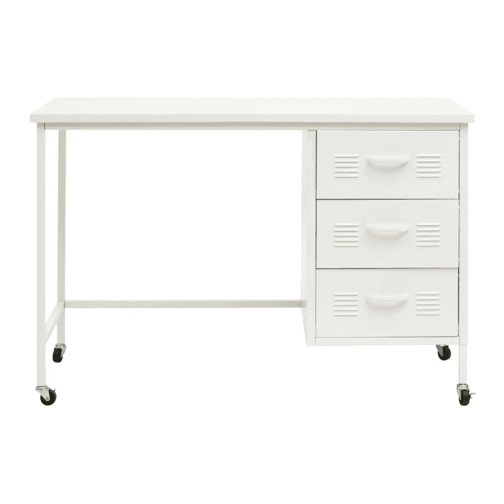 Marshall Three Drawer White Desk