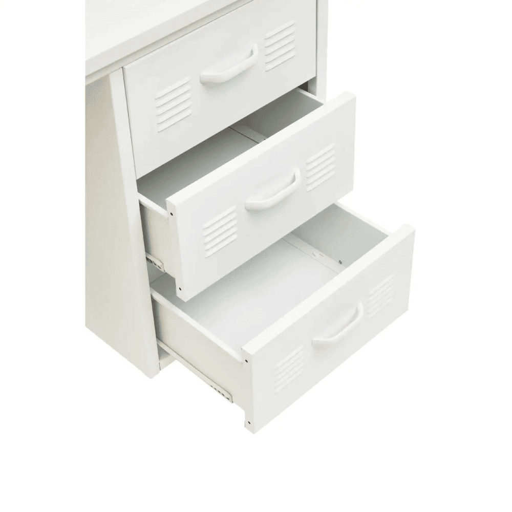 Marshall Three Drawer White Desk