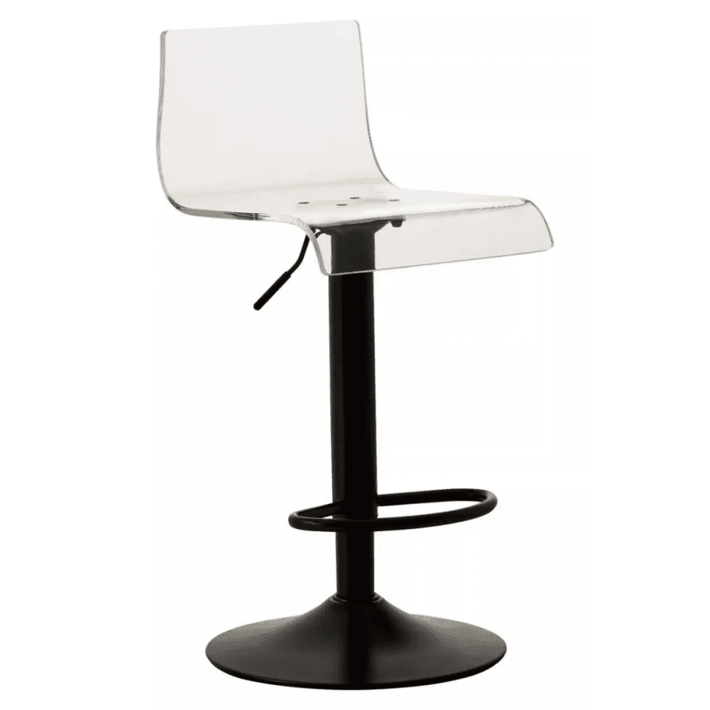 Elara Acrylic and Black Metal Bar Stool