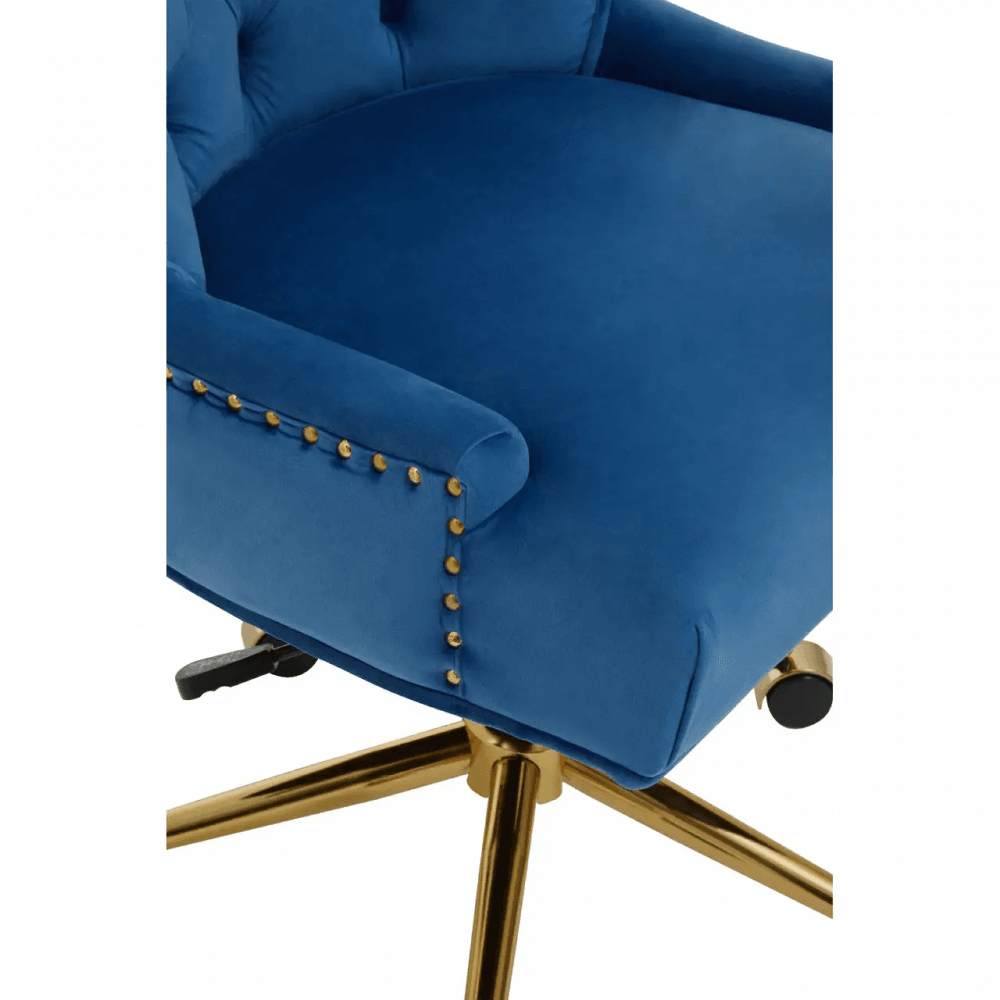 Marcella Blue Velvet Home Office Chair