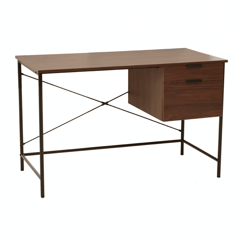 Hawthorn Dark Walnut Veneer Desk With Drawers
