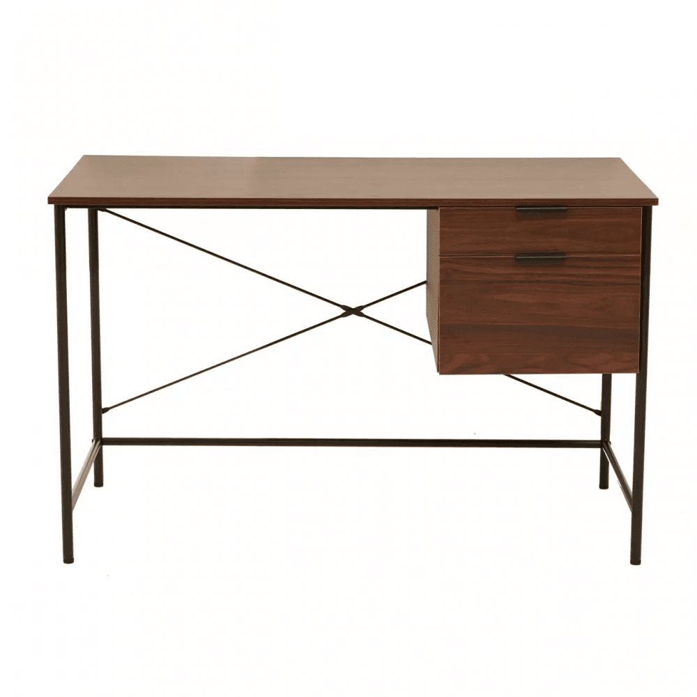 Hawthorn Dark Walnut Veneer Desk With Drawers