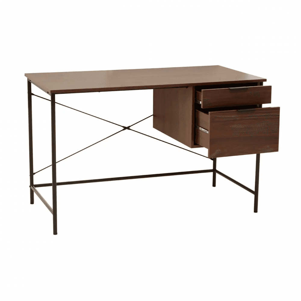 Hawthorn Dark Walnut Veneer Desk With Drawers