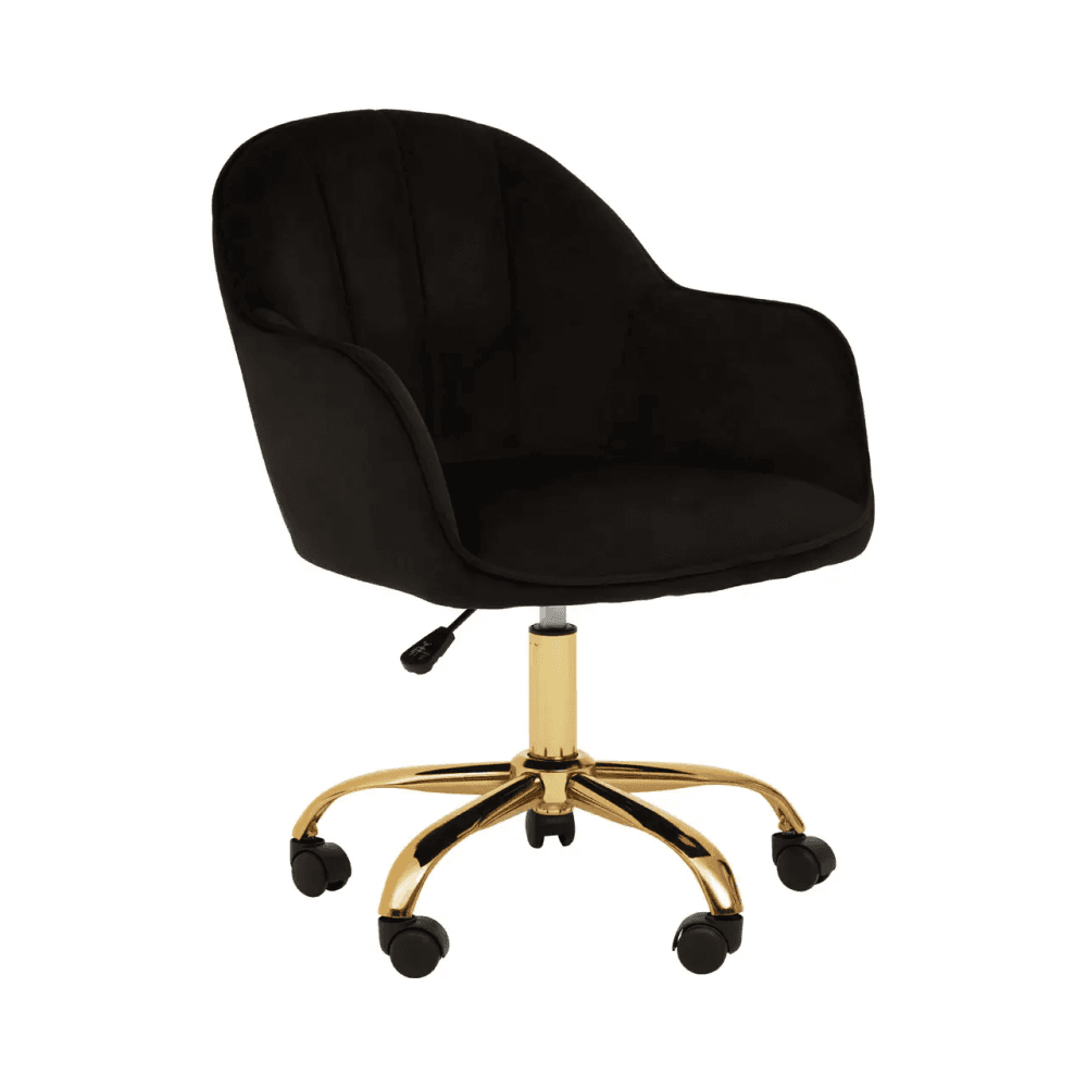 Metro Black Velvet And Gold Base Home Office Chair