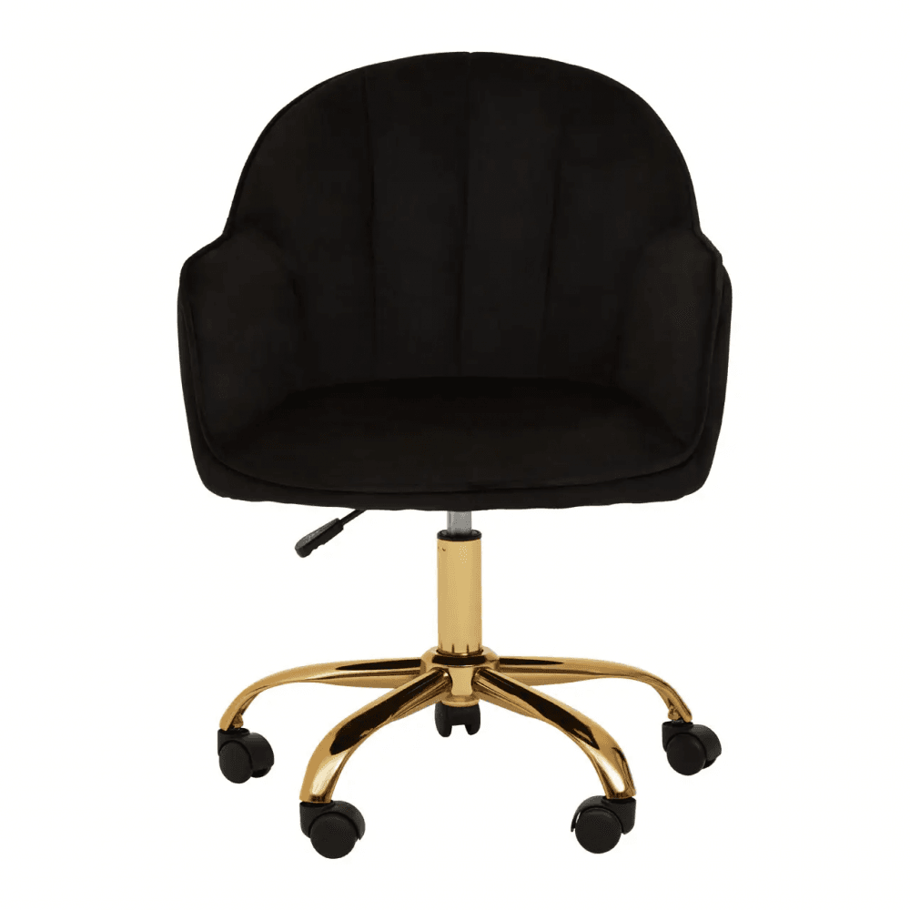 Metro Black Velvet And Gold Base Home Office Chair