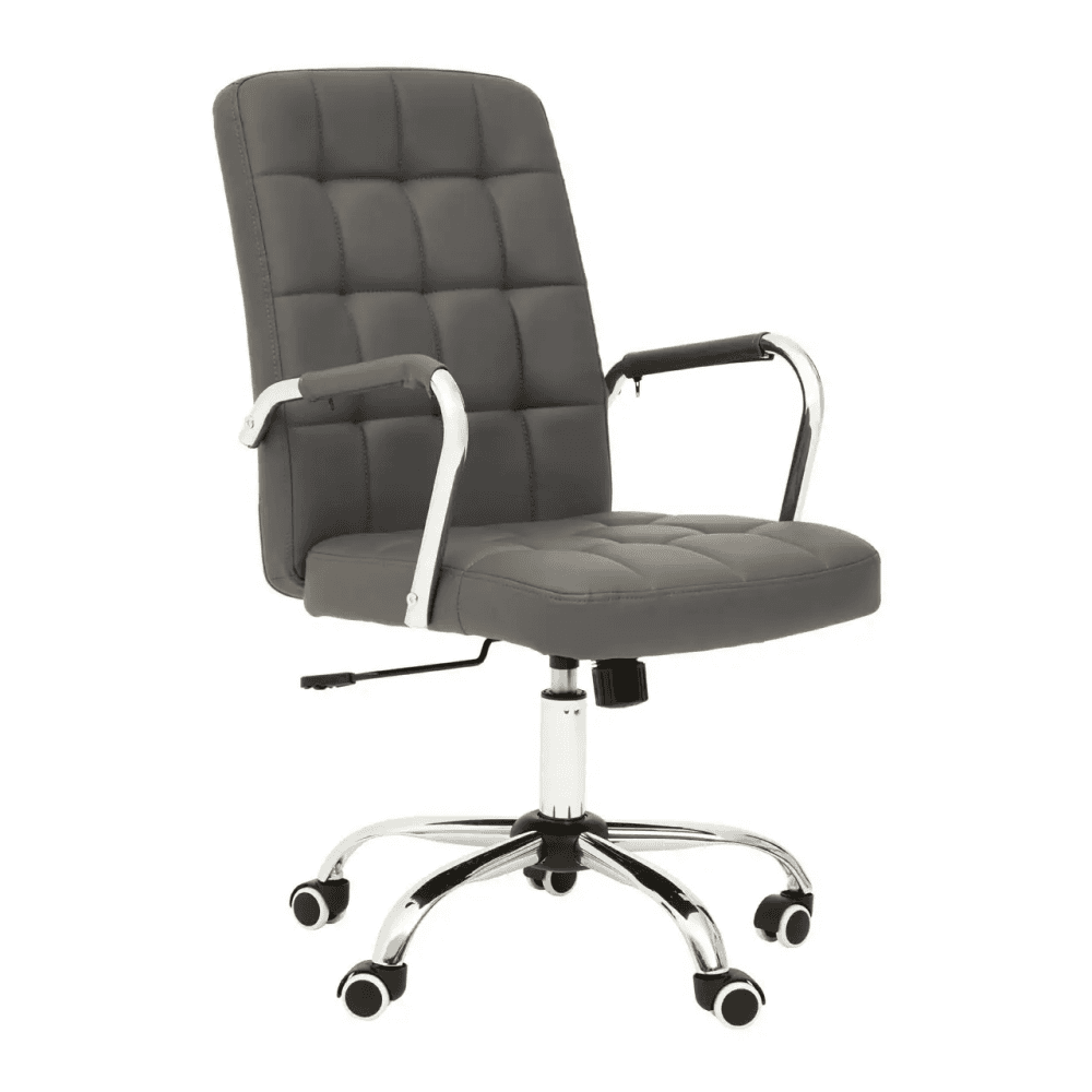 Metro Grey Leather Effect And Chrome Home Office Chair