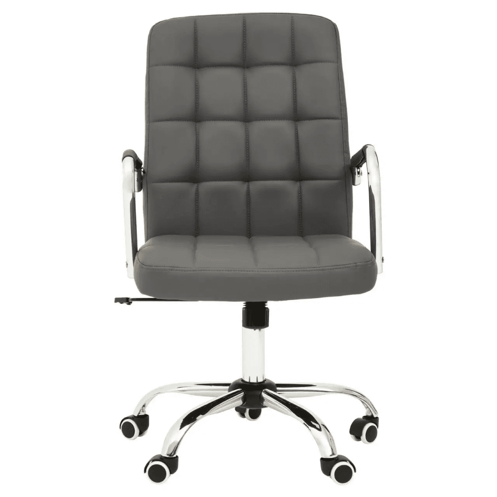 Metro Grey Leather Effect And Chrome Home Office Chair