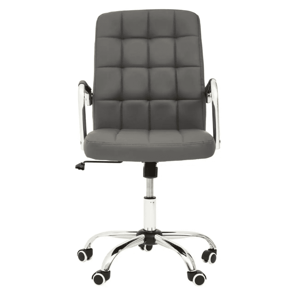 Metro Grey Leather Effect And Chrome Home Office Chair
