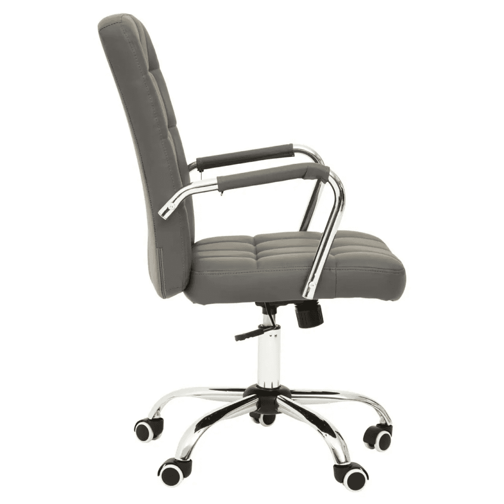 Metro Grey Leather Effect And Chrome Home Office Chair