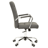 Metro Grey Leather Effect And Chrome Home Office Chair