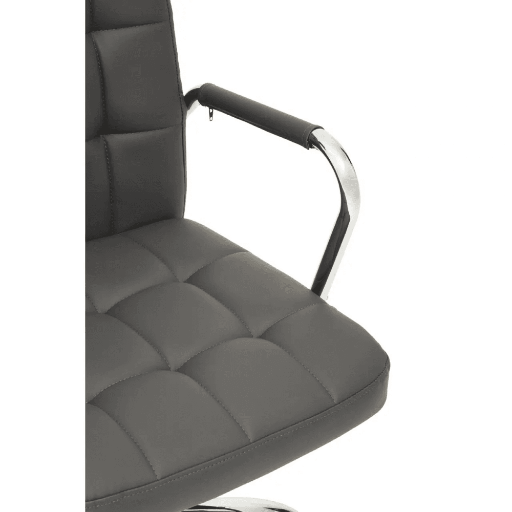 Metro Grey Leather Effect And Chrome Home Office Chair