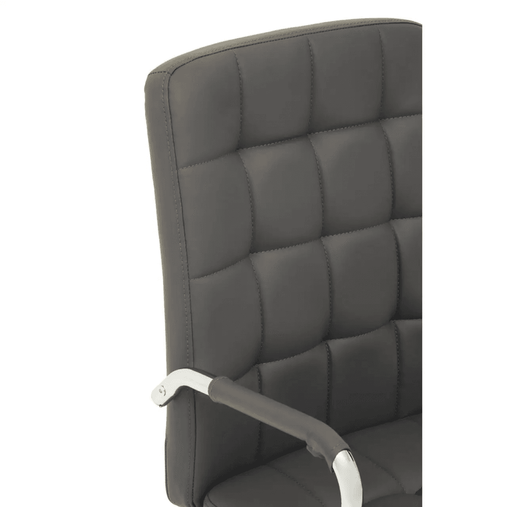 Metro Grey Leather Effect And Chrome Home Office Chair