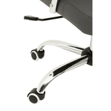 Metro Grey Leather Effect And Chrome Home Office Chair