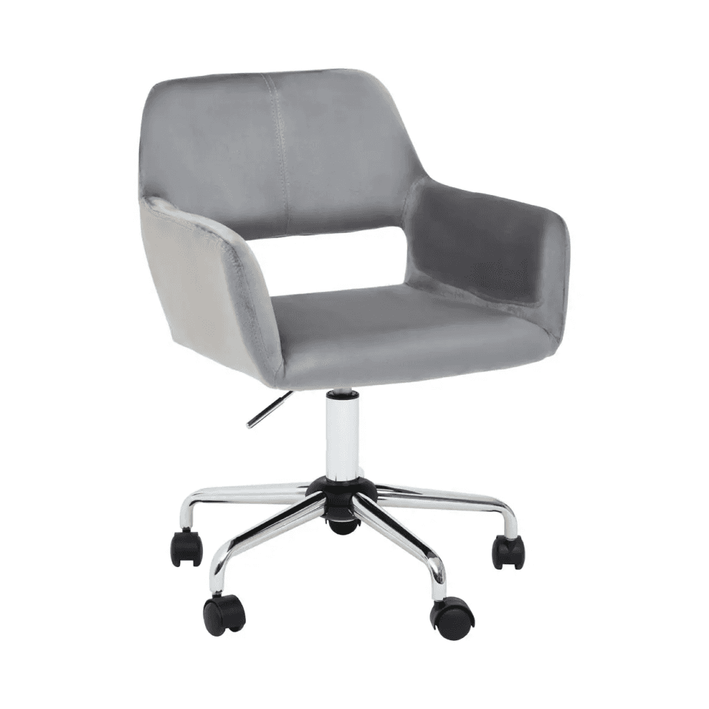 Metro Grey Velvet And Chrome Base Home Office Chair