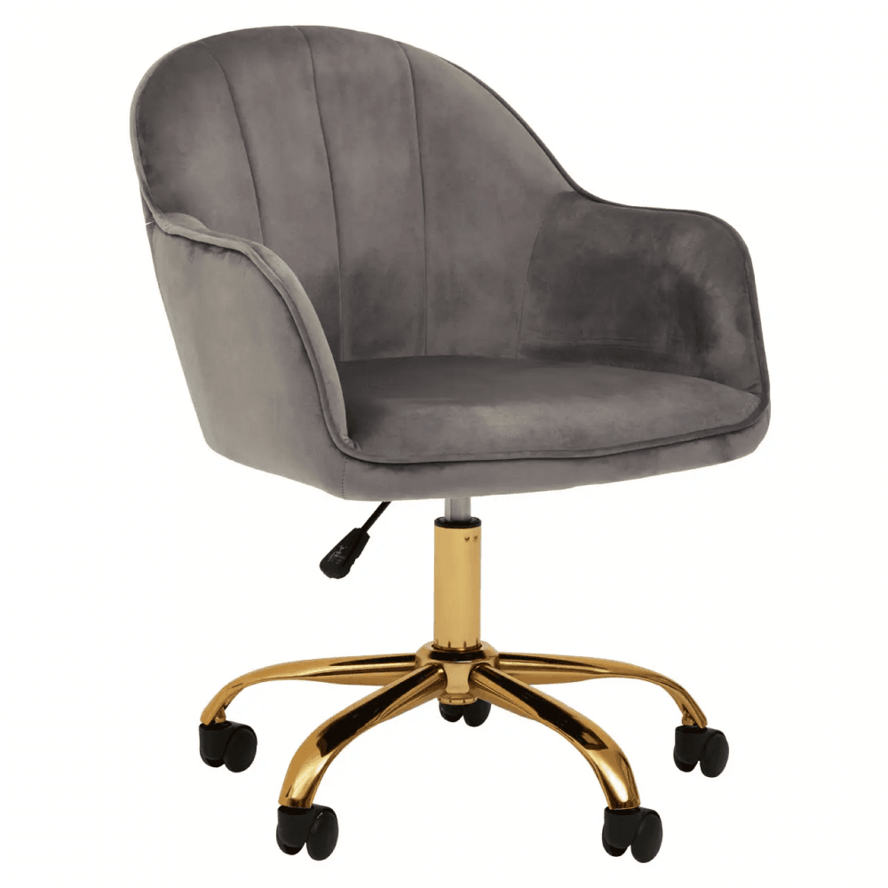 Metro Grey Velvet And Gold Base Home Office Chair