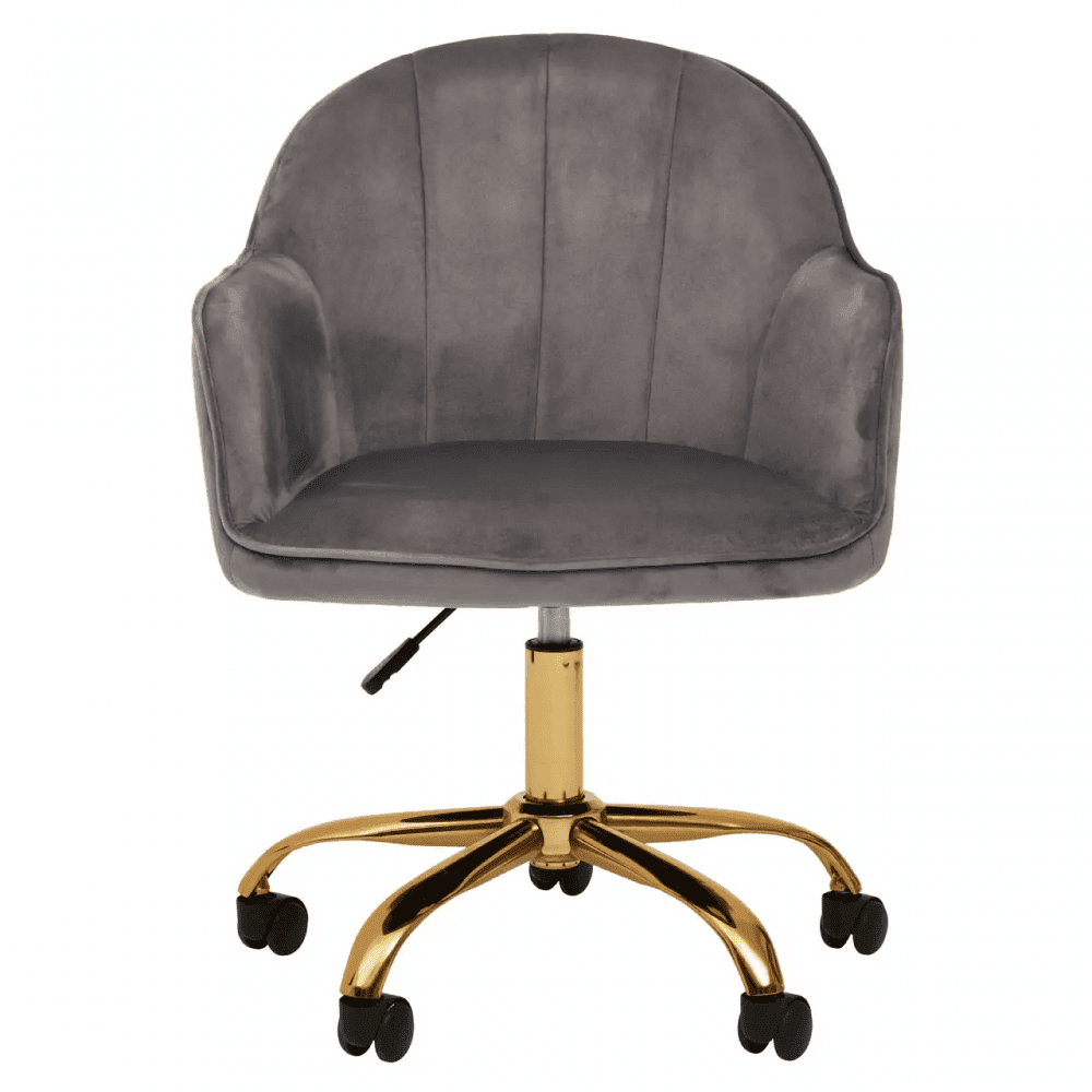 Metro Grey Velvet And Gold Base Home Office Chair