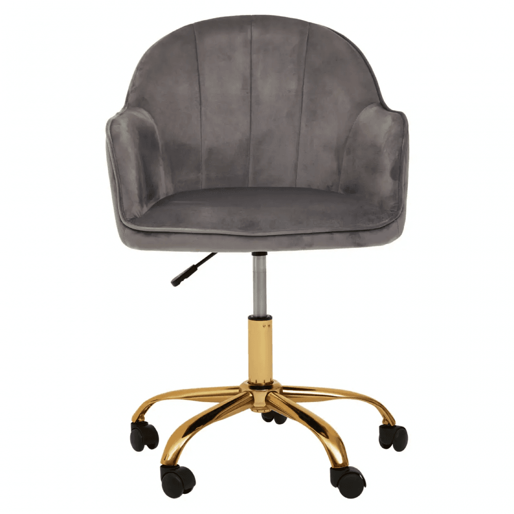 Metro Grey Velvet And Gold Base Home Office Chair