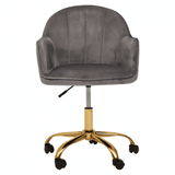Metro Grey Velvet And Gold Base Home Office Chair