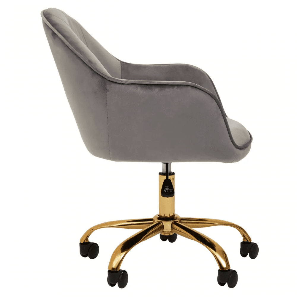 Metro Grey Velvet And Gold Base Home Office Chair